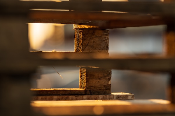 structural wooden pallets with natural grain details.